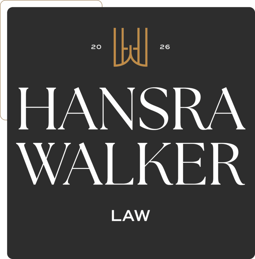 Hansra Walker Law logo with initials and elegant design.